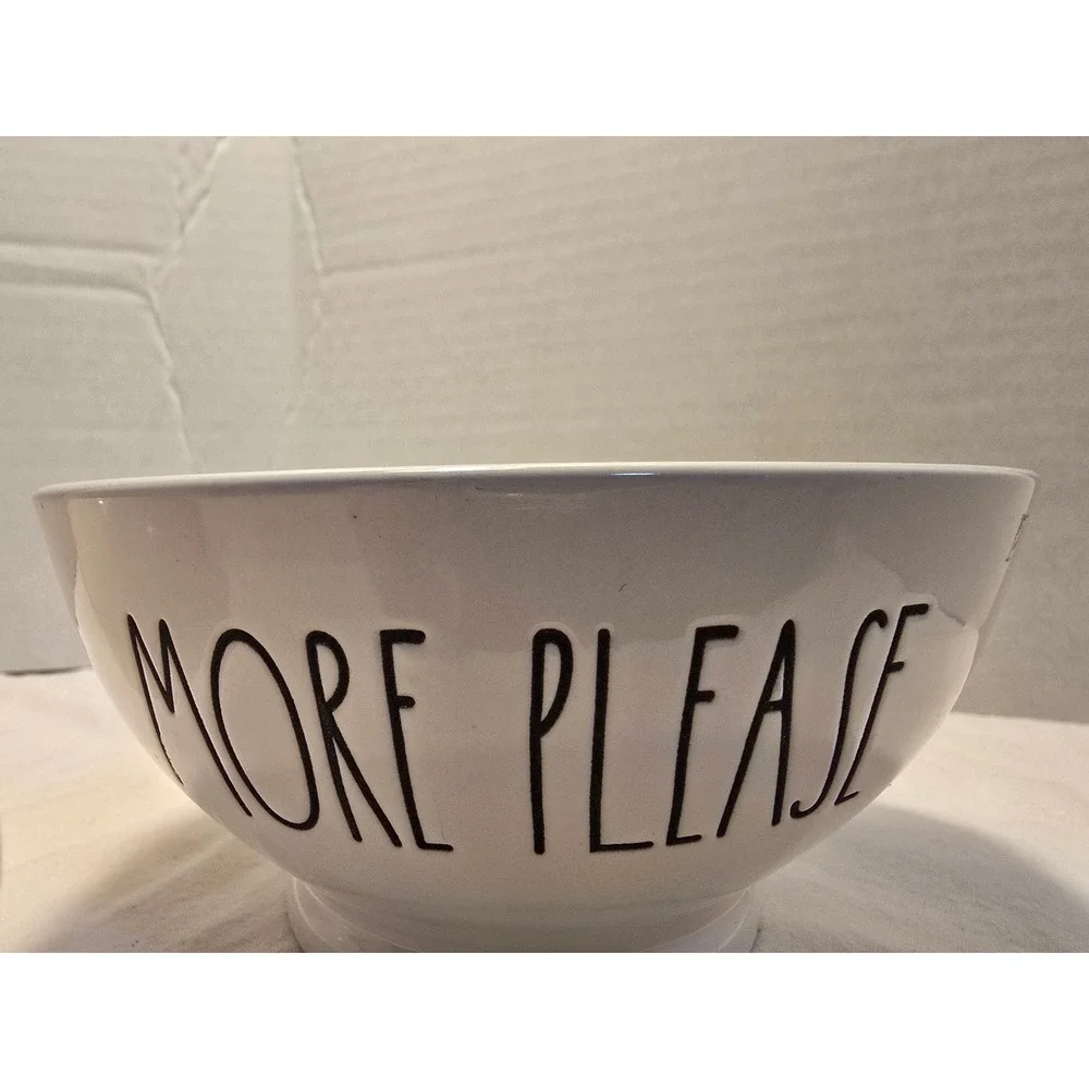 Rae Dunn More Please Ceramic Footed Bowl White Artisan Collection by Magenta 6in